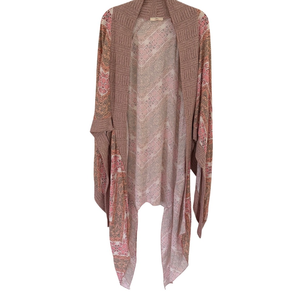 Hummingbird Womens Pink Geometric Chevron Kimono Cardigan HJ40287H Medium